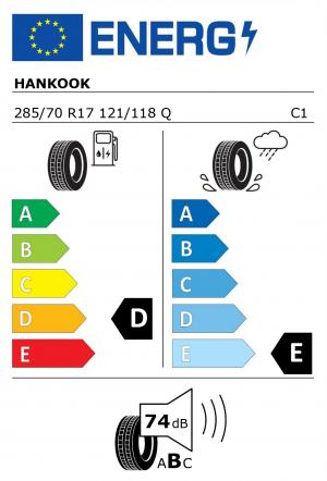 Spotřeba paliva - Přilnavost na mokrém povrchu - Hluk: D - E - 74 db (B)>