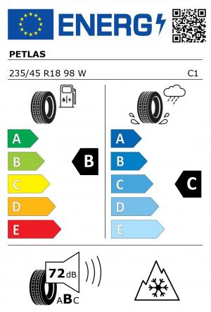 Spotřeba paliva - Přilnavost na mokrém povrchu - Hluk - 3PMSF: B - C - 72 db (B) - ANO>
