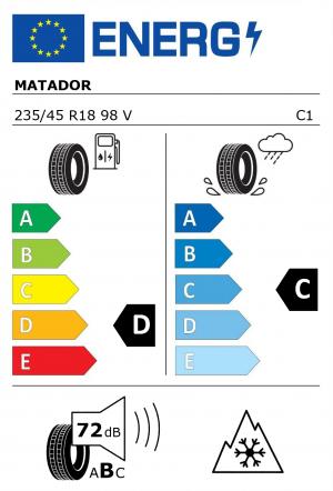 Spotřeba paliva - Přilnavost na mokrém povrchu - Hluk - 3PMSF: D - C - 72 db (B) - ANO>